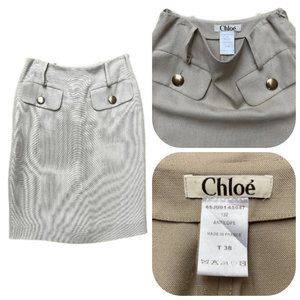 Auc Chloe pencil beige skirt with buttoned pockets